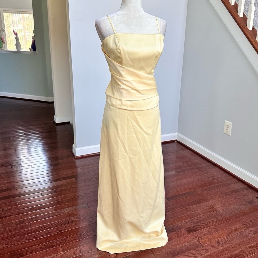 NWT Chadwick's Yellow Silver Side Accent 2 Piece Matching Skirt & Top Set